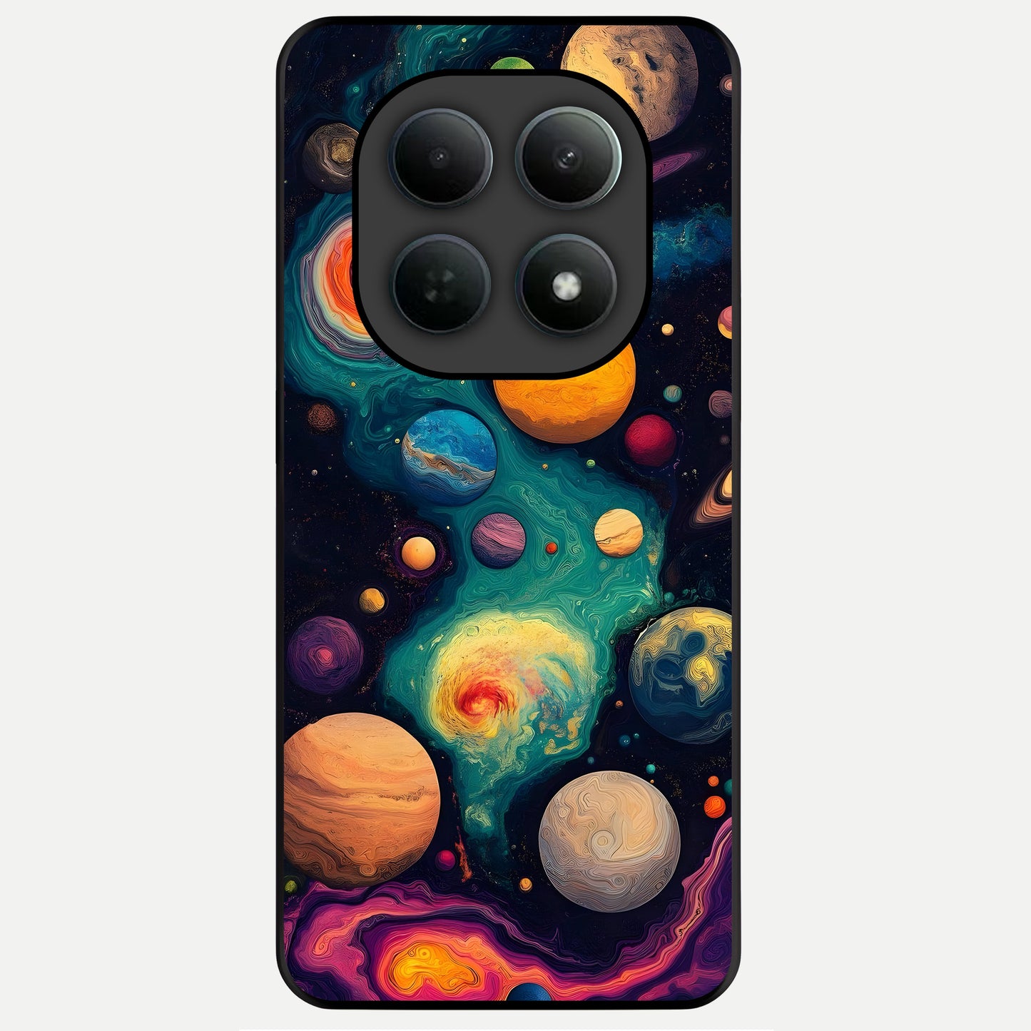  Cosmic Planet Journey Glass Case For Poco M8 back cover – full design glossy printed glass finish