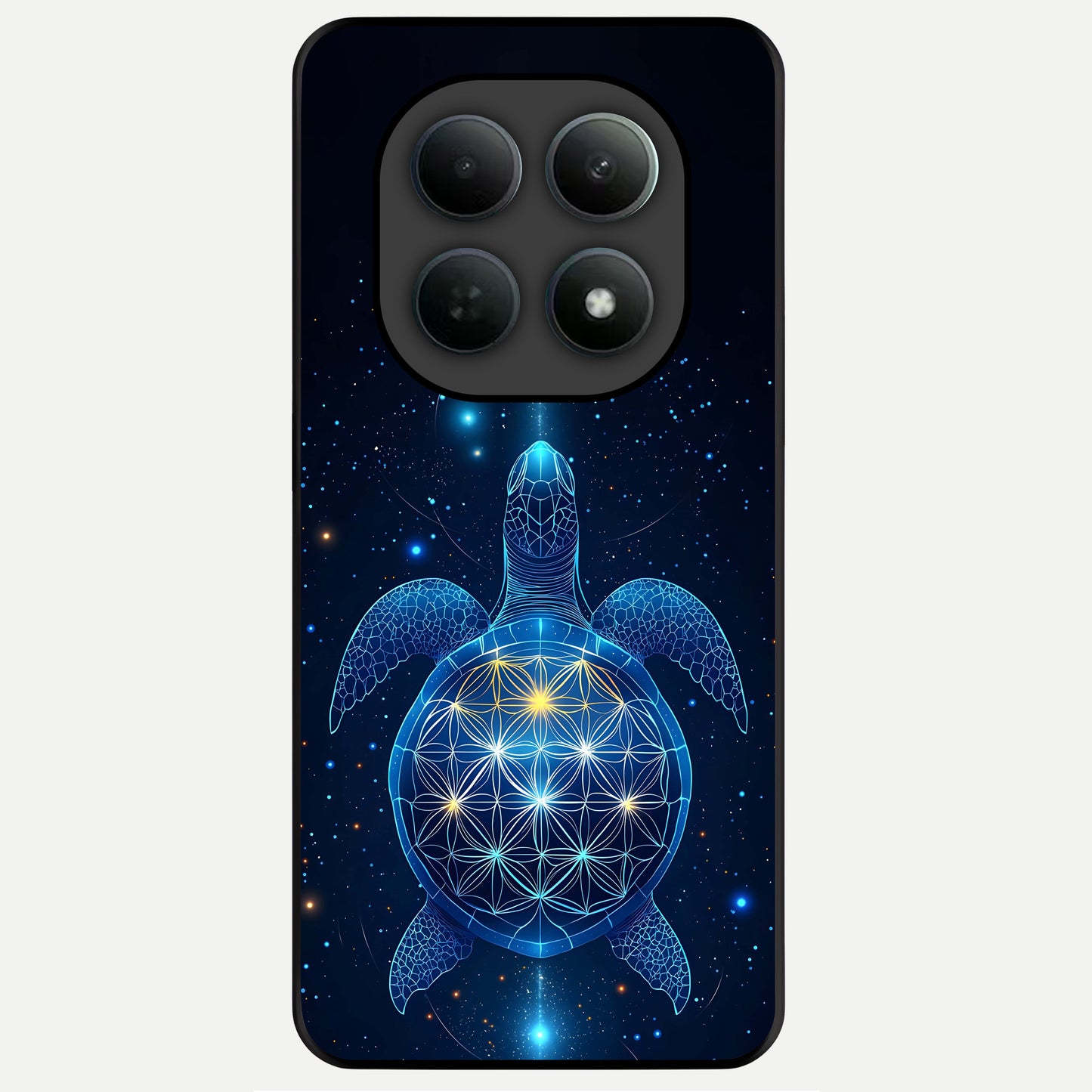  Crimson Blue Turtle Glass Case For Poco M8 back cover – full design glossy printed glass finish