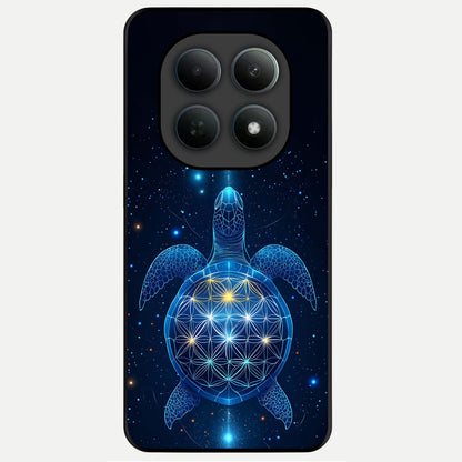  Crimson Blue Turtle Glass Case For Poco M8 back cover – full design glossy printed glass finish