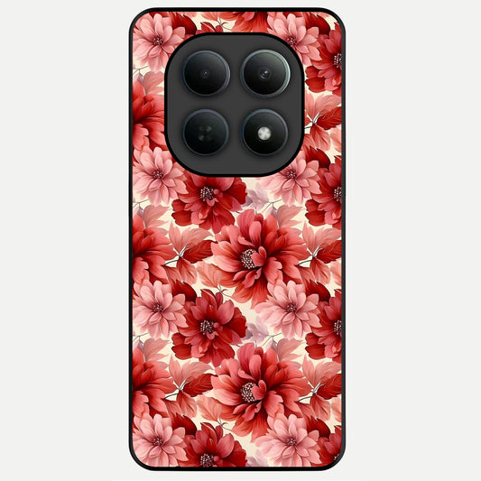  Crimson Love Petals Glass Case For Poco M8 back cover – full design glossy printed glass finish