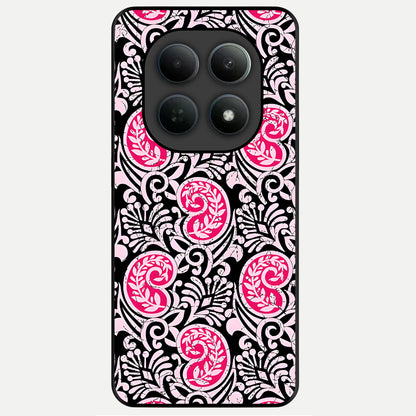 Crimson Paisley Charm Glass Case For Poco M8 back cover – full design glossy printed glass finish
