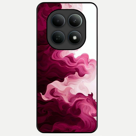  Crimson Wave Flow Glass Case For Poco M8 back cover – full design glossy printed glass finish