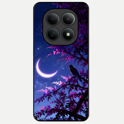  Crow And Moon Scenery Glass Case For Poco M8 back cover – full design glossy printed glass finish