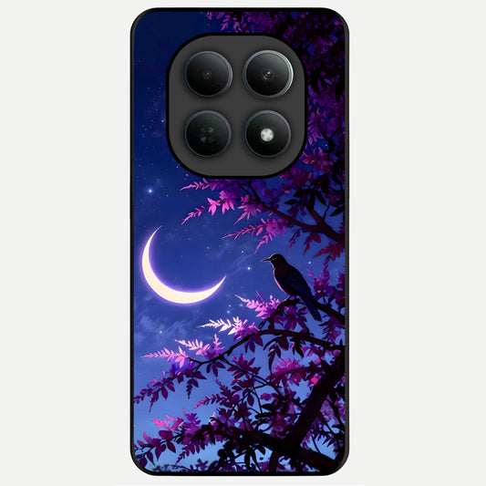  Crow And Moon Scenery Glass Case For Poco M8 back cover – full design glossy printed glass finish