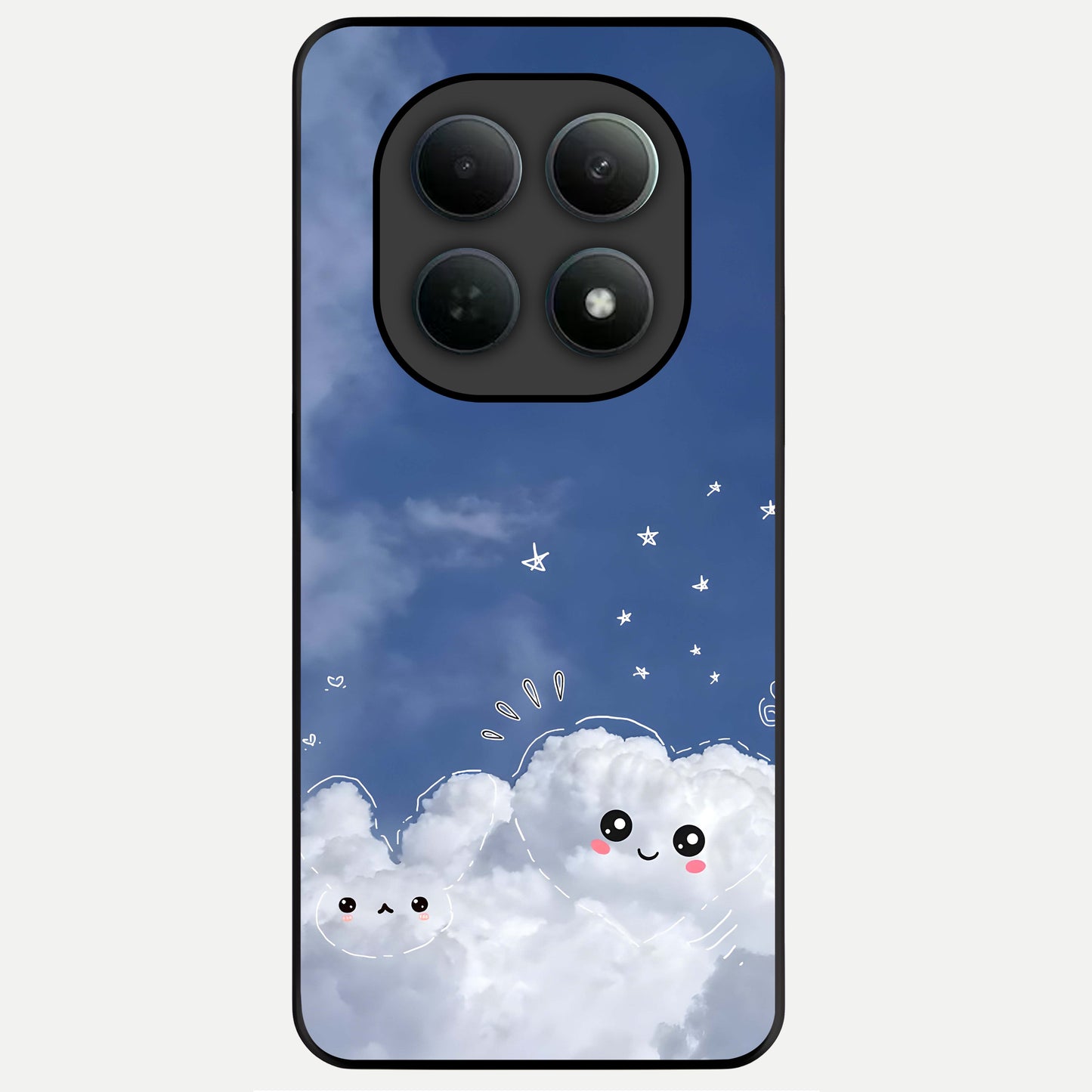  Cute Blossom Cloud Glass Case For Poco M8 back cover – full design glossy printed glass finish