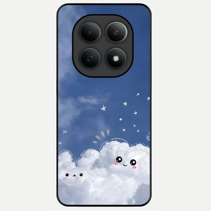  Cute Blossom Cloud Glass Case For Poco M8 back cover – full design glossy printed glass finish