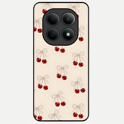  Cute Cherry Pattern Glass Case For Poco M8 back cover – full design glossy printed glass finish