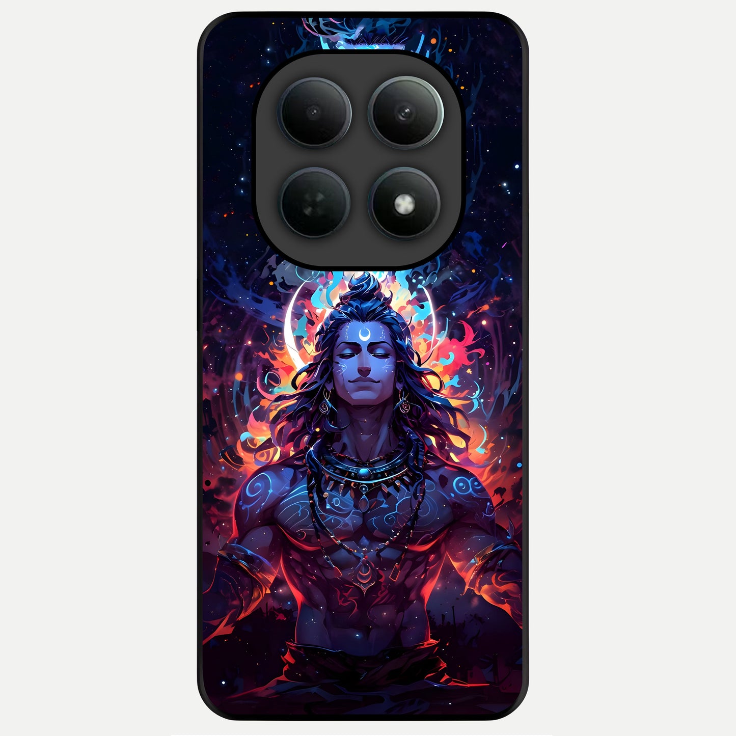  Divine Fire Shiv Glass Case For Poco M8 back cover – full design glossy printed glass finish