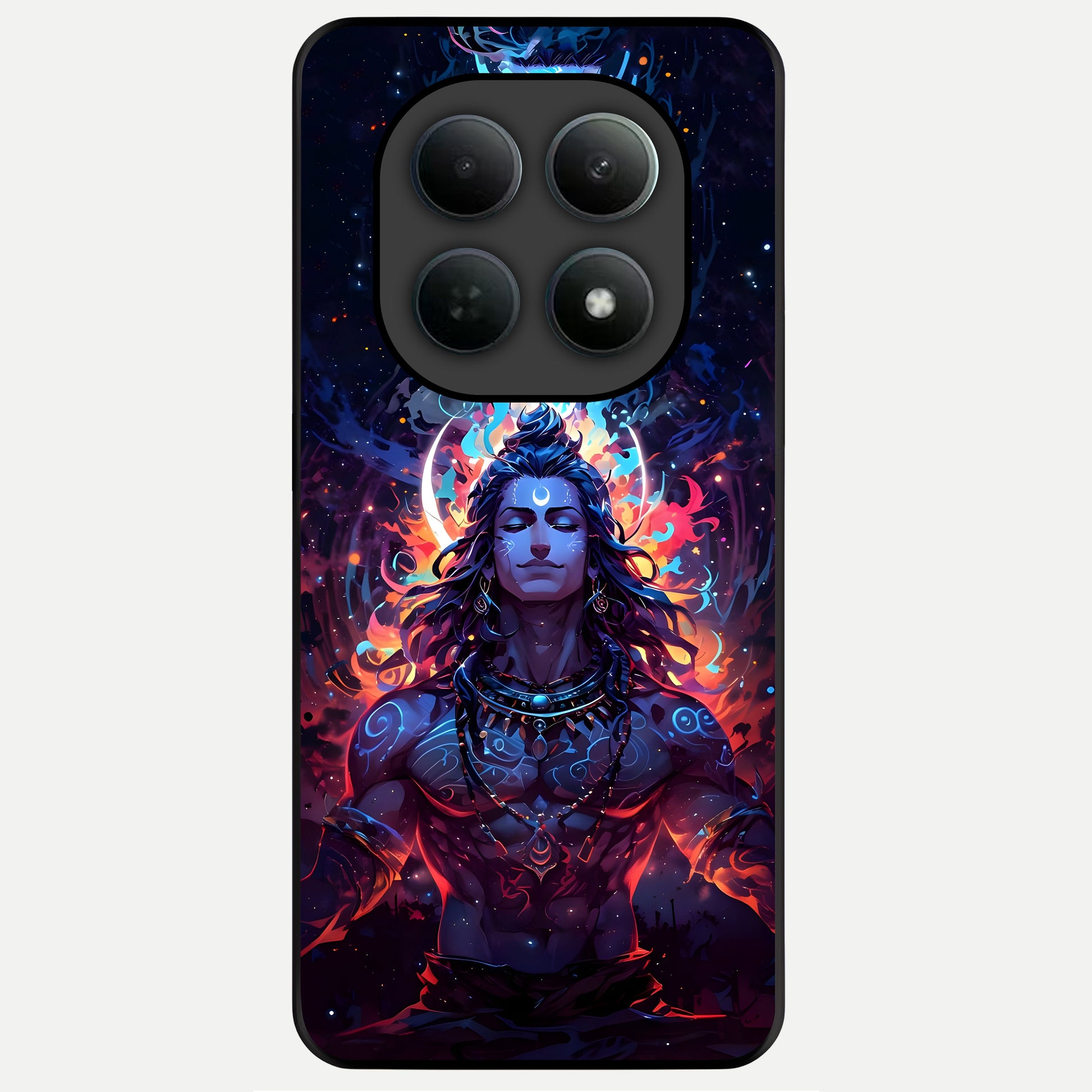 Divine Fire Shiv Glass Case For Poco M8 back cover – full design glossy printed glass finish