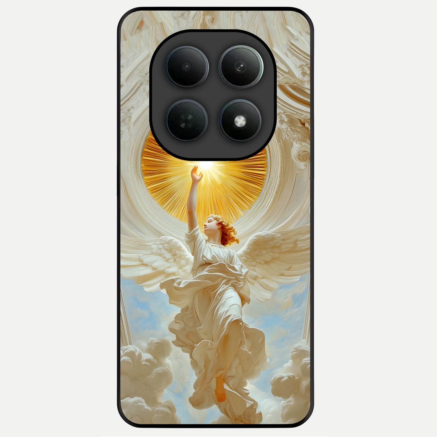  Divine Light Angel Glass Case For Poco M8 back cover – full design glossy printed glass finish