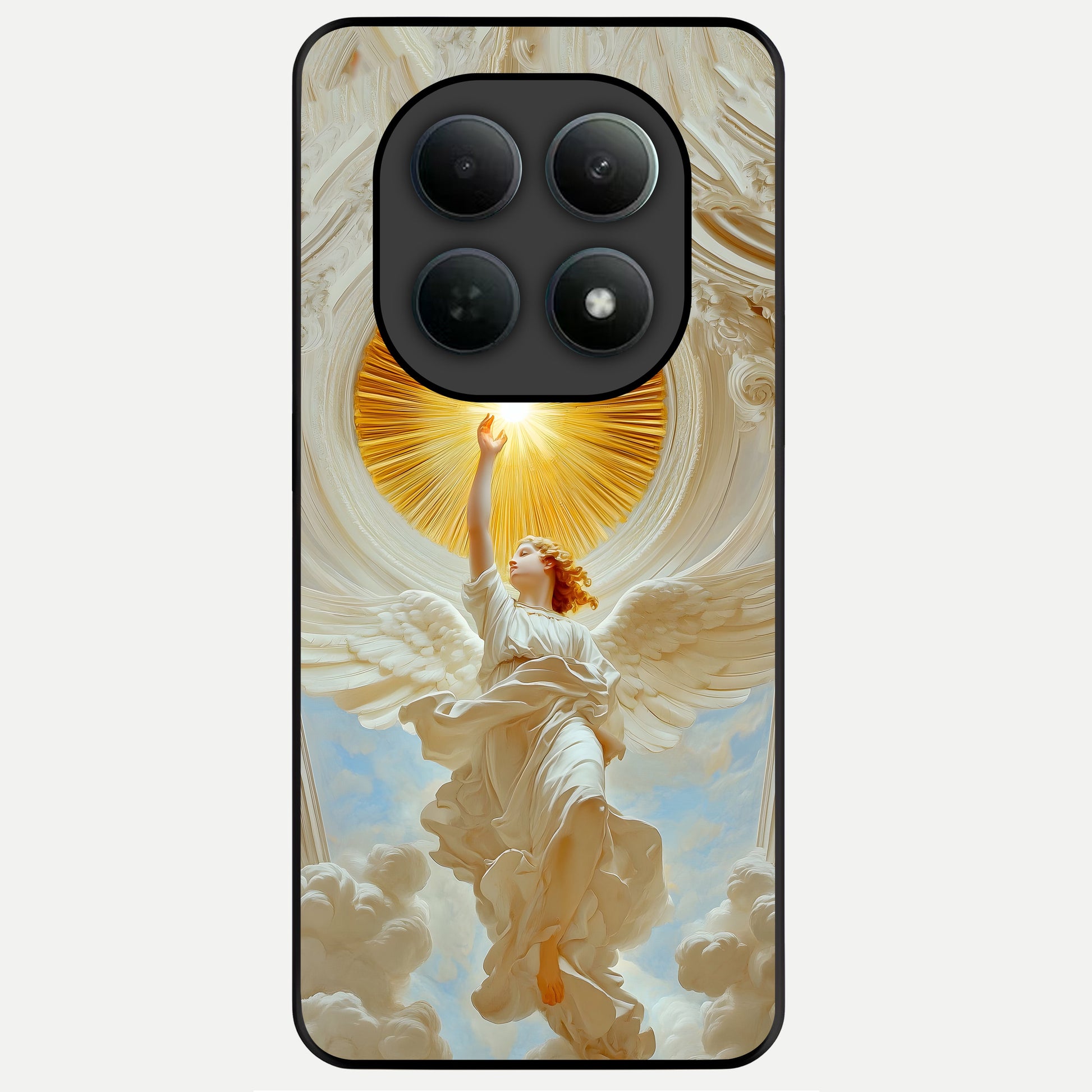  Divine Light Angel Glass Case For Poco M8 back cover – full design glossy printed glass finish