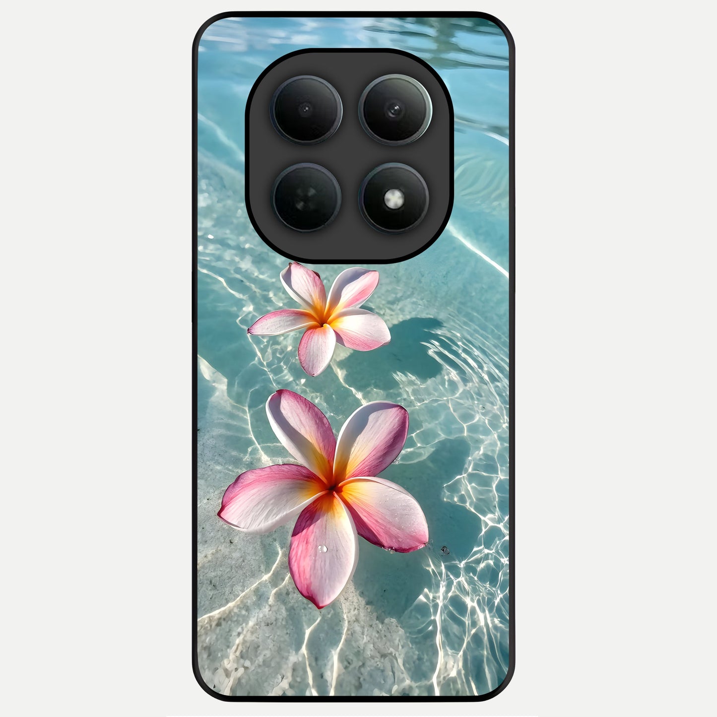  Floating Bloom Bliss Glass Case For Poco M8 back cover – full design glossy printed glass finish