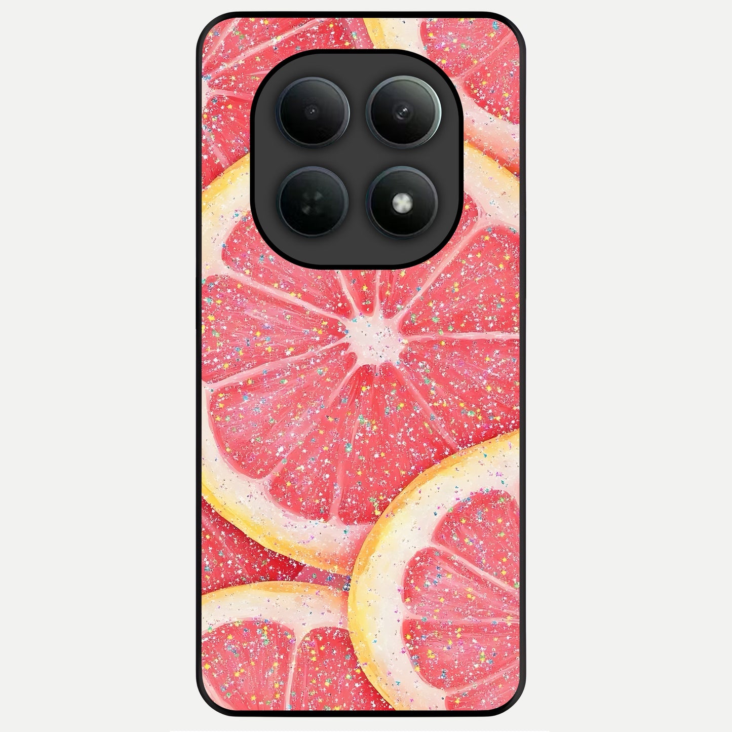  Glitter Grapefruit Glass Case For Poco M8 back cover – full design glossy printed glass finish