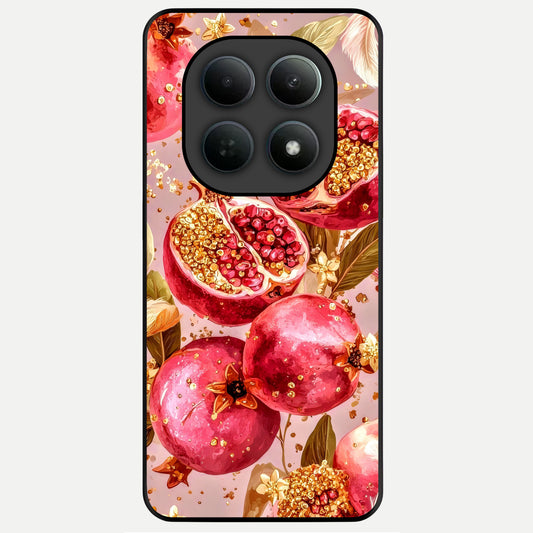  Golden Bloom Glow Glass Case For Poco M8 back cover – full design glossy printed glass finish