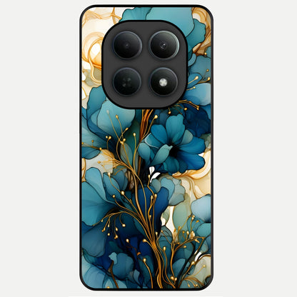  Golden Bloom Symphony Glass Case For Poco M8 back cover – full design glossy printed glass finish