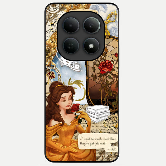  Golden Dream Belle Glass Case For Poco M8 back cover – full design glossy printed glass finish