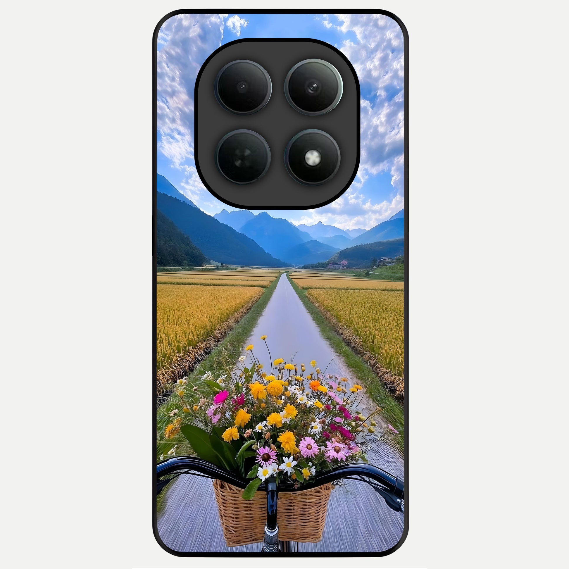  Golden Field Journey Glass Case For Poco M8 back cover – full design glossy printed glass finish