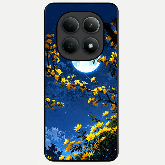  Golden Night Glow Glass Case For Poco M8 back cover – full design glossy printed glass finish