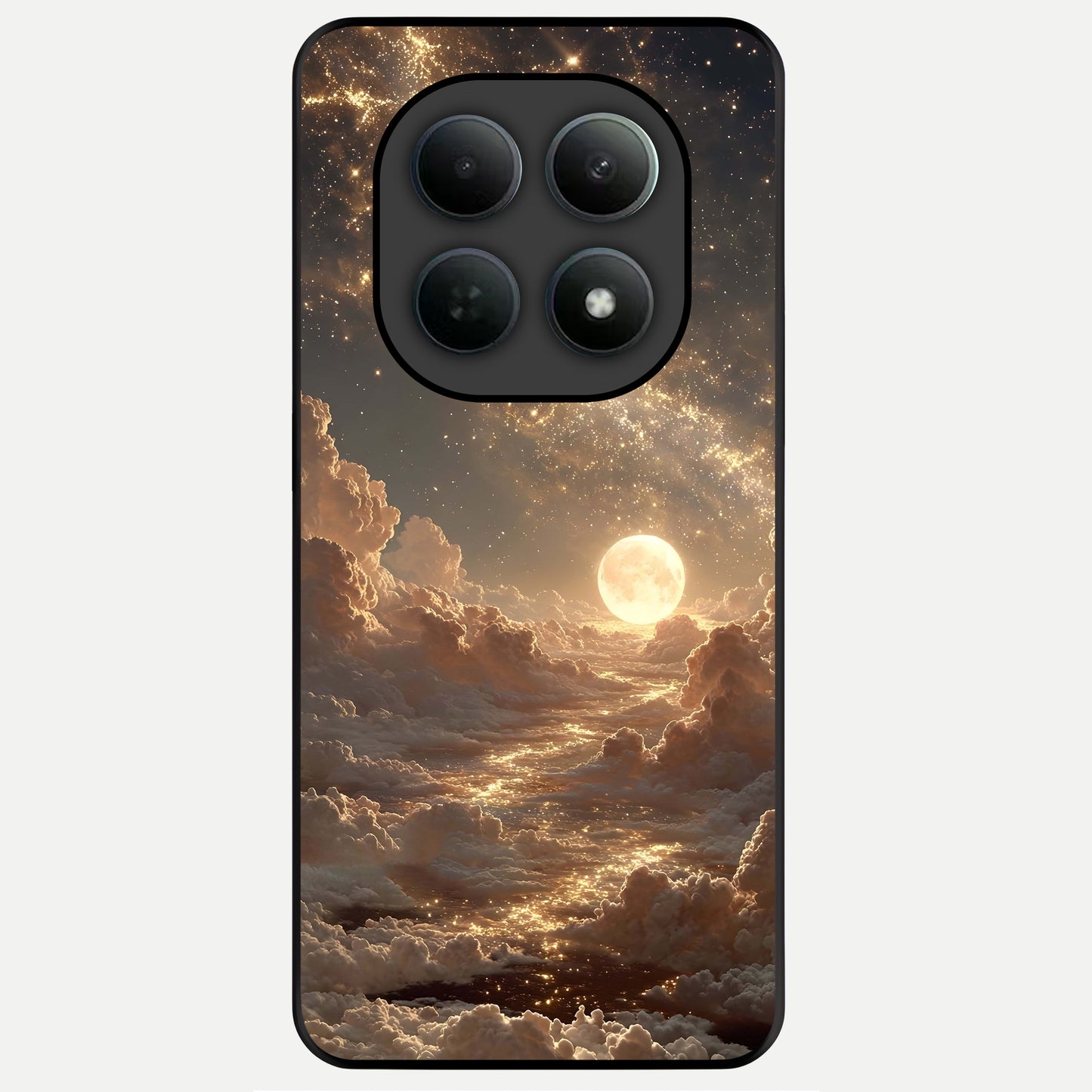  Golden Sky Dream Glass Case For Poco M8 back cover – full design glossy printed glass finish