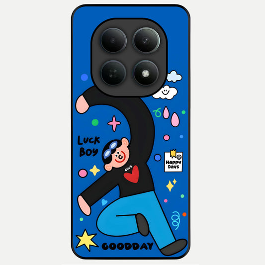  Happy Luck Vibe Glass Case For Poco M8 back cover – full design glossy printed glass finish