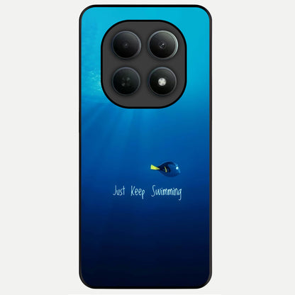  Just Keep Swimming Glass Case For Poco M8 back cover – full design glossy printed glass finish