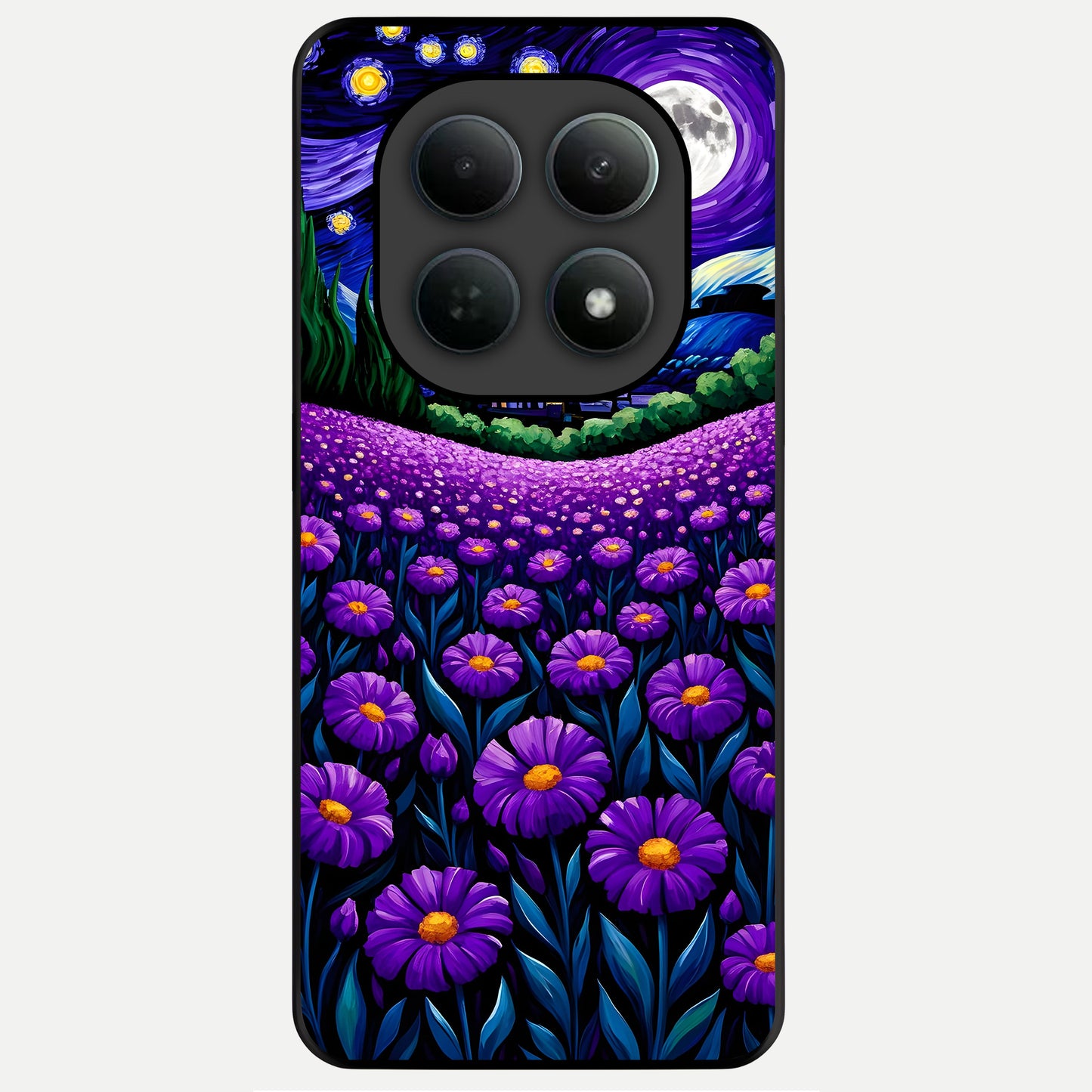  Lavender Moon Field Glass Case For Poco M8 back cover – full design glossy printed glass finish