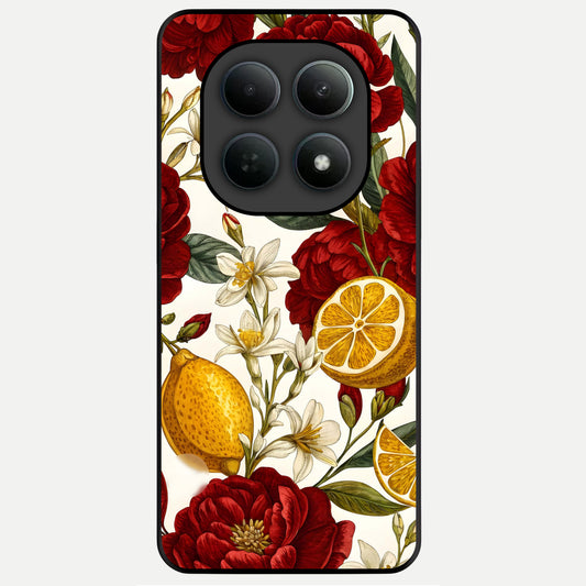  Lemon Rose Charm Glass Case For Poco M8 back cover – full design glossy printed glass finish