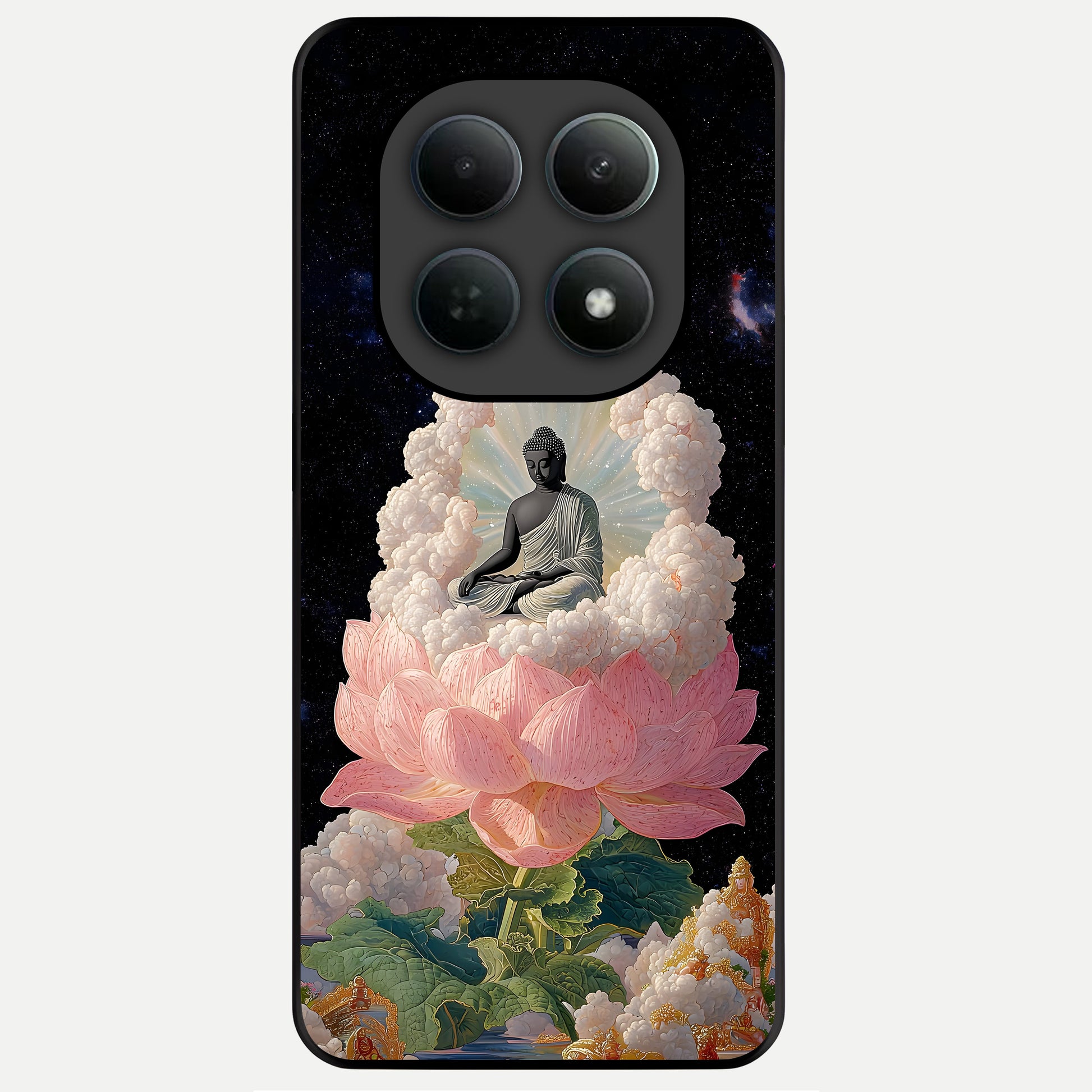  Lotus Divine Peace Glass Case For Poco M8 back cover – full design glossy printed glass finish