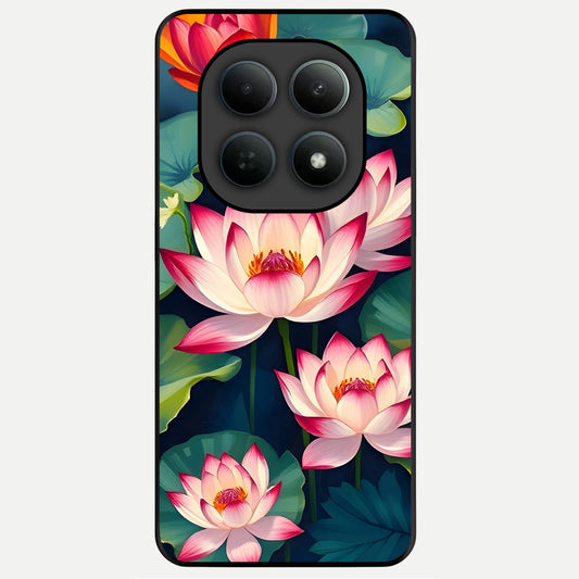  Lotus Dream Serenity Glass Case For Poco M8 back cover – full design glossy printed glass finish