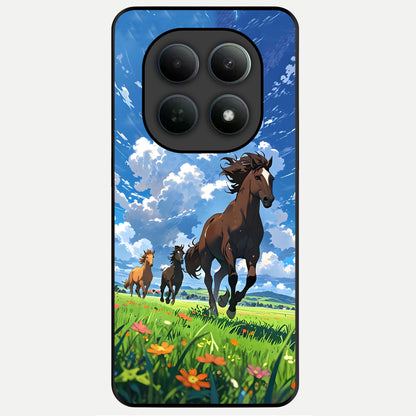  Majestic Horses Galloping Glass Case For Poco M8 back cover – full design glossy printed glass finish