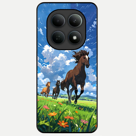  Majestic Horses Galloping Glass Case For Poco M8 back cover – full design glossy printed glass finish