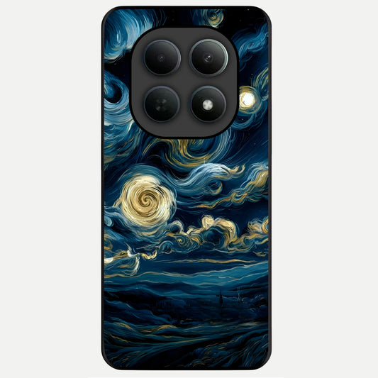  Midnight Sky Whirl Glass Case For Poco M8 back cover – full design glossy printed glass finish