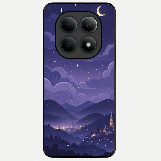  Minimal Night View Glass Case For Poco M8 back cover – full design glossy printed glass finish