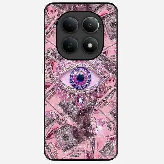  Money Eye Luxe Glass Case For Poco M8 back cover – full design glossy printed glass finish