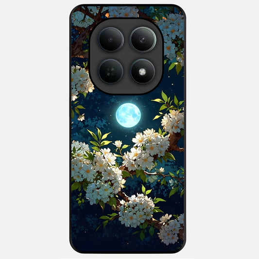  Moonlit Blossom Dream Glass Case For Poco M8 back cover – full design glossy printed glass finish