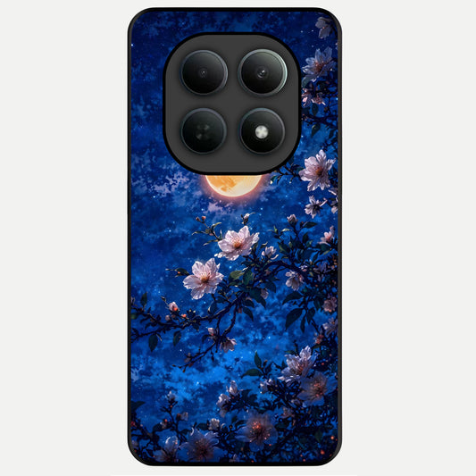  Moonlit Blossoms Night Glass Case For Poco M8 back cover – full design glossy printed glass finish