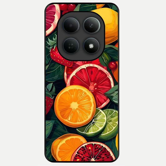  Multiple Fruits Glass Case For Poco M8 back cover – full design glossy printed glass finish