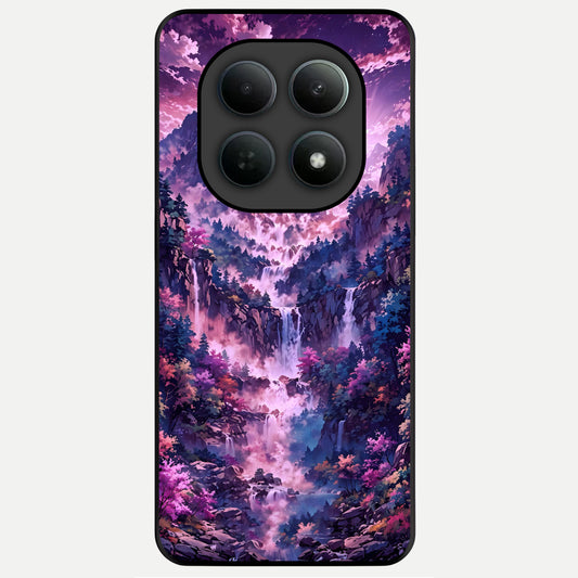  Mystic Cascade Peaks Glass Case For Poco M8 back cover – full design glossy printed glass finish