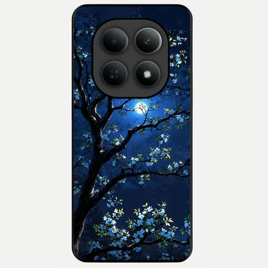  Mystic Floral Night Glass Case For Poco M8 back cover – full design glossy printed glass finish