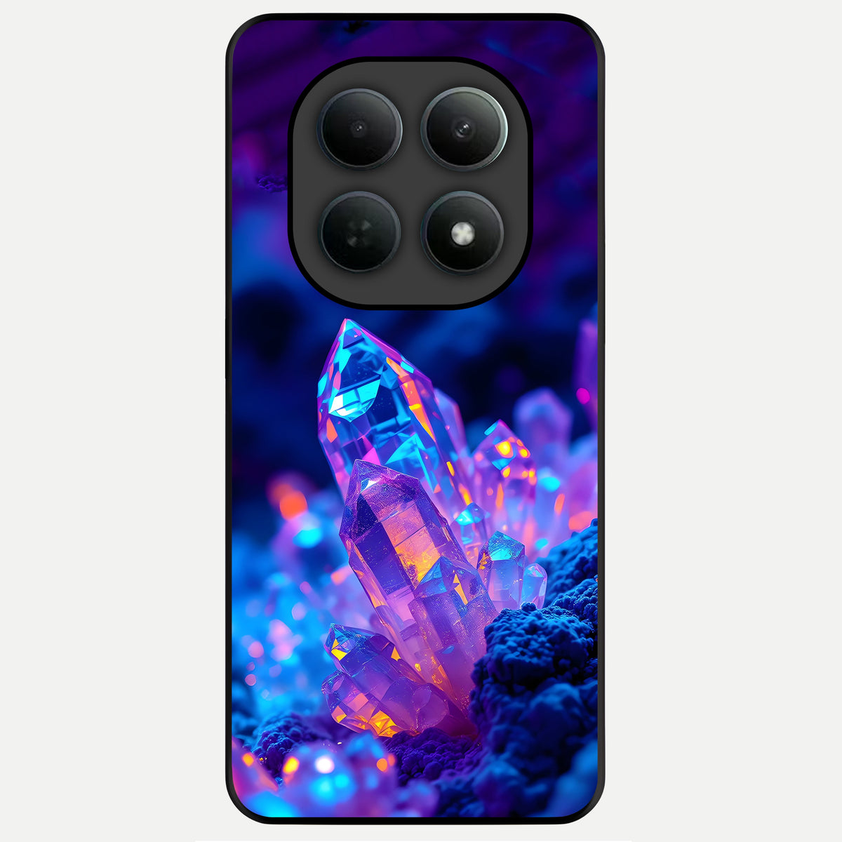  Neon Aura Shards Glass Case For Poco M8 back cover – full design glossy printed glass finish