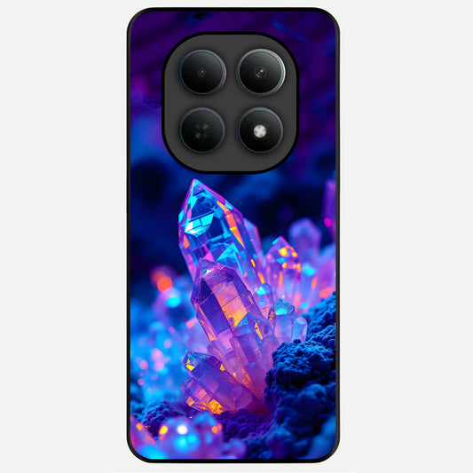  Neon Aura Shards Glass Case For Poco M8 back cover – full design glossy printed glass finish