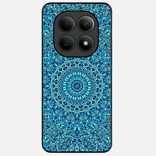  Ocean Bloom Mandala Glass Case For Poco M8 back cover – full design glossy printed glass finish
