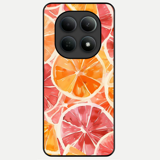  Orange Fruits Pattern Glass Case For Poco M8 back cover – full design glossy printed glass finish