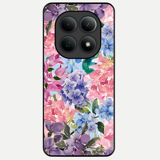  Pastel Floral Mix Glass Case For Poco M8 back cover – full design glossy printed glass finish