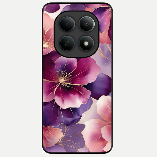  Pink Bouquet Florals Glass Case For Poco M8 back cover – full design glossy printed glass finish