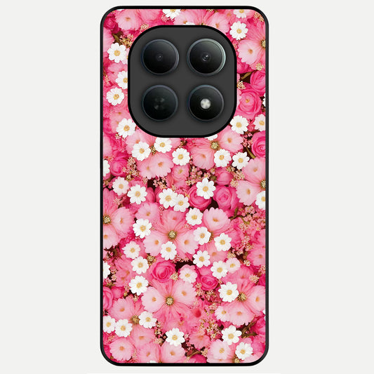  Pink Daisy Bliss Glass Case For Poco M8 back cover – full design glossy printed glass finish