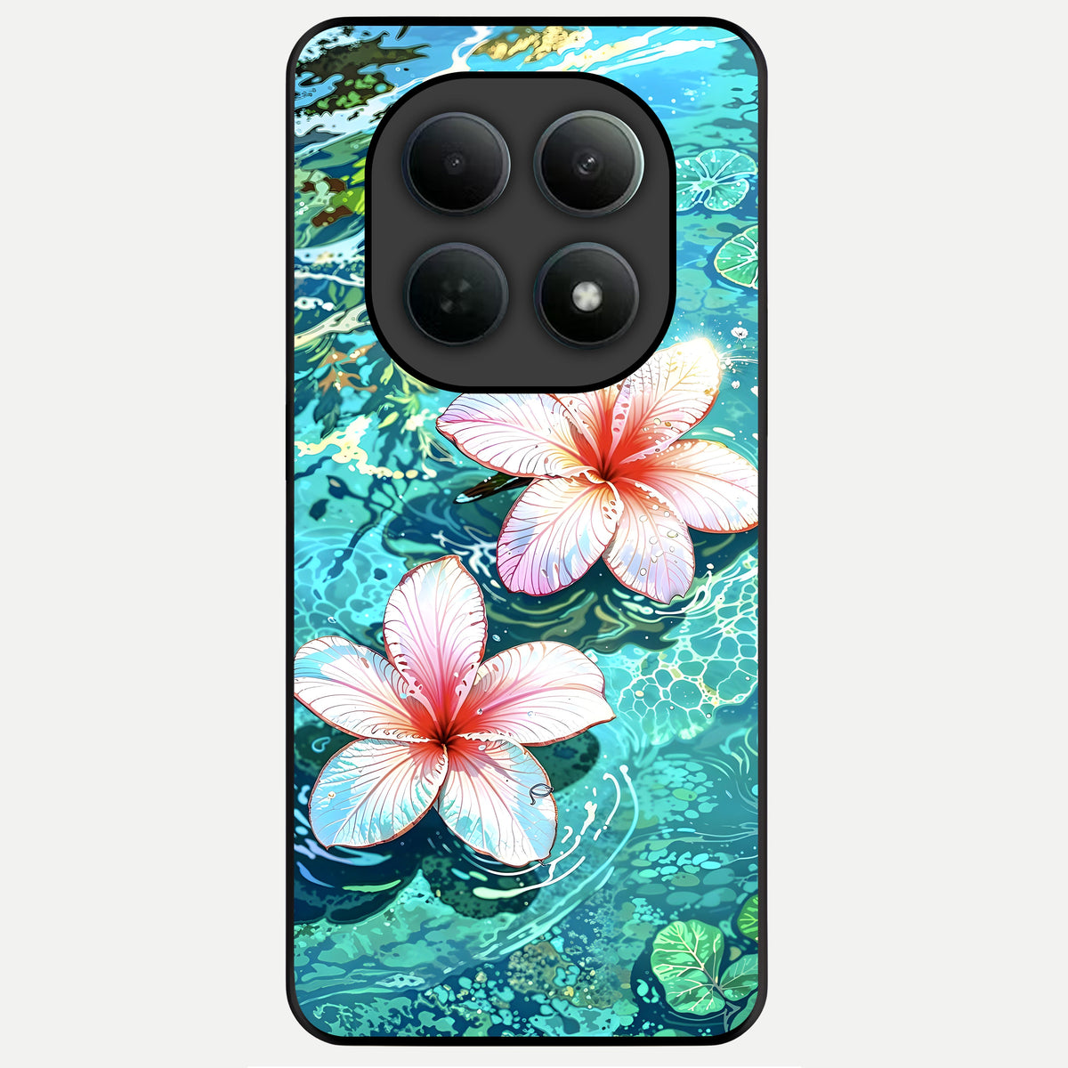  Pink Flowers in Water Glass Case For Poco M8 back cover – full design glossy printed glass finish