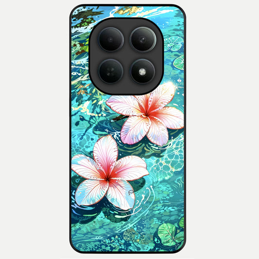  Pink Flowers in Water Glass Case For Poco M8 back cover – full design glossy printed glass finish