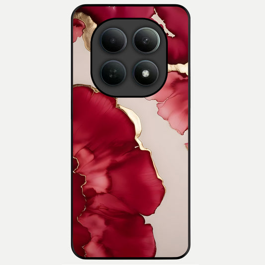  Pink And White Marble Glass Case For Poco M8 back cover – full design glossy printed glass finish