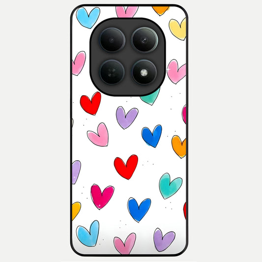  Playful Love Doodles Glass Case For Poco M8 back cover – full design glossy printed glass finish